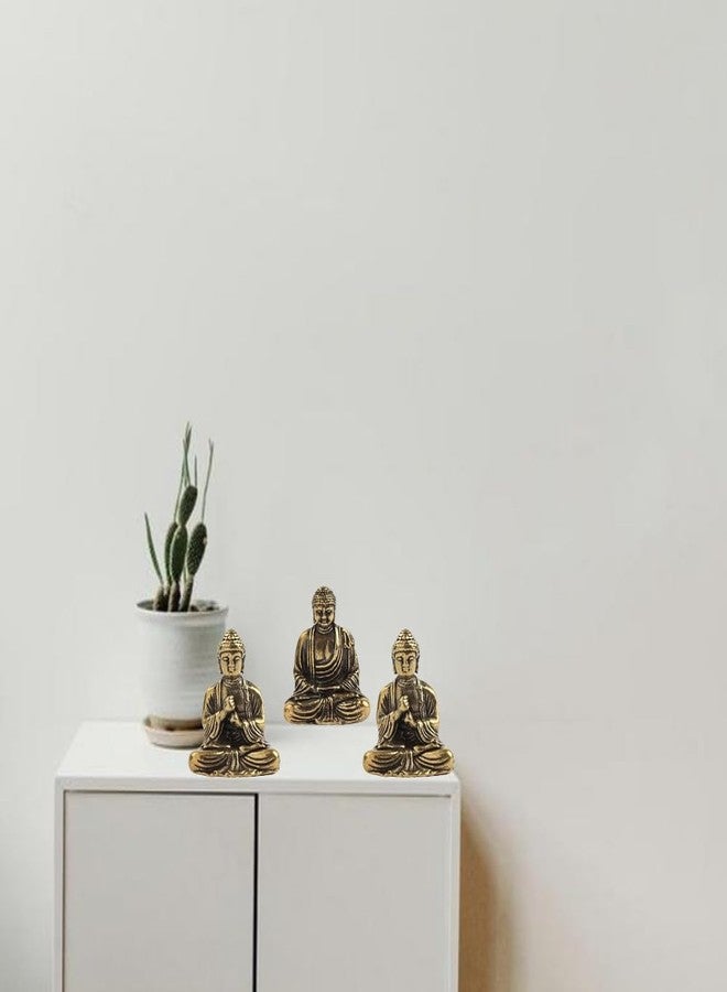 ALHBEJT 3Pcs Mini Pure Brass Sakyamuni Buddha Statue Ornaments Tibet Buddhism Bronze Figure Creative Home Office Decoration - Image 5